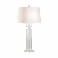 61230 Wildwood 30.5in. Crystal/Metal Catania Lamp with Silkette Shade and Clear/Antique Brass Finish