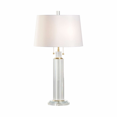 61230 Wildwood 30.5in. Crystal/Metal Catania Lamp with Silkette Shade and Clear/Antique Brass Finish