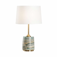 61235 Wildwood 27.5in. Iron/Marble Liguria Lamp with Linen Shade and Coffee Bronze/Natural Dark Green Finish