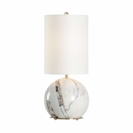 61239 Wildwood 28.5in. Marble/Metal Novara Lamp with Linen Shade and Natural Carslan/Coffee Bronze Finish