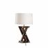 61259 Wildwood 27in. Wood/Brass Zander Table Lamp with Linen Shade and Walnut Finish