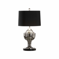 61268 Wildwood 28.5in. Metal/Marble Dressage Lamp with Silkette Shade and Polished Nickel/Natural Black Finish