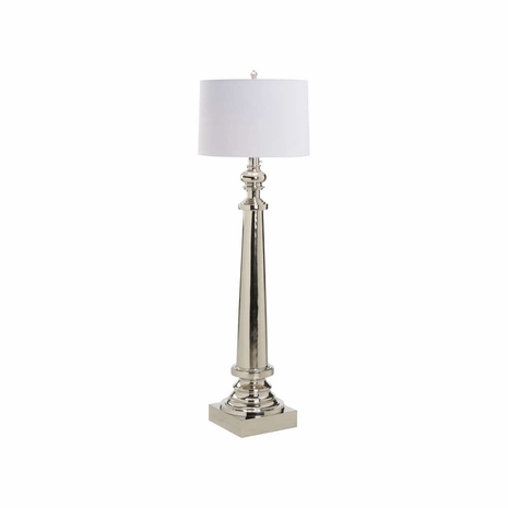 61269 Wildwood 64in. Polished Nickel Equus Floor Lamp (Turn Knob Switch) with Linen Shade and Polished Nickel Finish