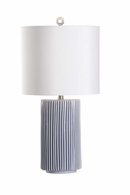 61272 Wildwood 27.5in. Ceramic Pozzallo Lamp - Azzurro with Silkette Shade and Light Blue Glaze Finish