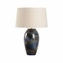 61301-2 Shiga 26.5in. Ceramic Hatsu Table Lamp with Linen Shade and Blue Glaze Finish