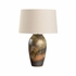 61302-2 Shiga 26.5in. Ceramic Chaiaki Table Lamp with Linen Shade and Brown/Green Finish