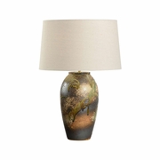 61302-2 Shiga 26.5in. Ceramic Chaiaki Table Lamp with Linen Shade and Brown/Green Finish