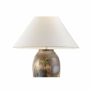61302 Shiga 26.5in. Ceramic Chaiaki Table Lamp with Linen Shade and Brown/Green Finish
