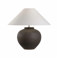 61305 Shiga 21in. Ceramic Ahmya Table Lamp with Linen Shade and Sanded Black Glaze Finish
