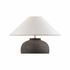 61305 Shiga 21in. Ceramic Ahmya Table Lamp with Linen Shade and Sanded Black Glaze Finish