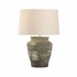 61313-2 Shiga 25in. Ceramic Riku Table Lamp with Linen Shade and Sanded Gray/Blue Glaze Finish