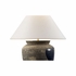 61313 Shiga 25in. Ceramic Riku Table Lamp with Linen Shade and Sanded Gray/Blue Glaze Finish