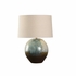 61316-2 Shiga 25in. Ceramic Aoi Table Lamp with Linen Shade and Brown/Green/Cream Finish