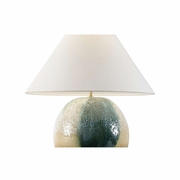 61316 Shiga 25in. Ceramic Aoi Table Lamp with Linen Shade and Brown/Green/Cream Finish
