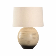 61317-2 Shiga 25in. Ceramic Moriko Table Lamp with Linen Shade and Brown Glaze Finish