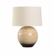 61317-2 Shiga 25in. Ceramic Moriko Table Lamp with Linen Shade and Brown Glaze Finish