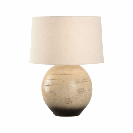 61317-2 Shiga 25in. Ceramic Moriko Table Lamp with Linen Shade and Brown Glaze Finish
