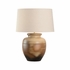 61321-2 Shiga 26in. Ceramic Rika Table Lamp with Linen Shade and Brown Finish
