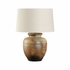 61321-2 Shiga 26in. Ceramic Rika Table Lamp with Linen Shade and Brown Finish