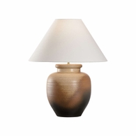 61321 Shiga 26in. Ceramic Rika Table Lamp with Linen Shade and Brown Finish