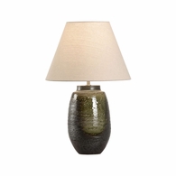 61325-2 Shiga 22.5in. Ceramic Minato Table Lamp with Linen Shade and Green/Brown Glaze Finish