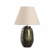 61325-2 Shiga 22.5in. Ceramic Minato Table Lamp with Linen Shade and Green/Brown Glaze Finish