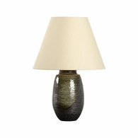 61325 Shiga 22.5in. Ceramic Minato Table Lamp with Linen Shade and Green/Brown Glaze Finish