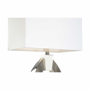 61333 Wildwood 28in. Metal/Marble Chatham Lamp with Linen Shade and Polished Nickel/Natural Crystal White Finish