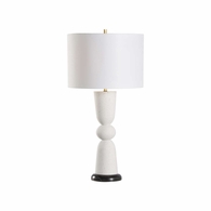 61345 Wildwood 31.5in. Terrazzo/Marble Beau Lamp with Linen Shade and Natural White/Natural Black Finish