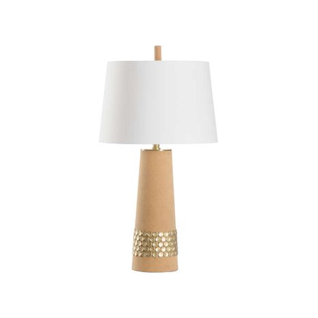 61367 Wildwood 31.5in. Cork/Mdf/Metal Beaujolais Lamp with Silkette Shade and Natural/Antique Brass Finish