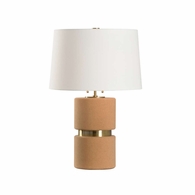 61368 Wildwood 27in. Cork/Metal Corsica Lamp with Linen Shade and Natural/Antique Brass Finish