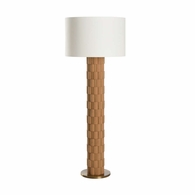61372 Wildwood 65in. Cork/Metal Loire Floor Lamp with Silkette Shade and Natural/Antique Brass Finish