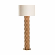 61372 Wildwood 65in. Cork/Metal Loire Floor Lamp with Silkette Shade and Natural/Antique Brass Finish