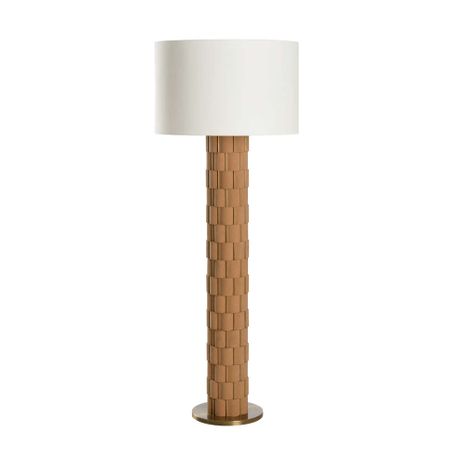 61372 Wildwood 65in. Cork/Metal Loire Floor Lamp with Silkette Shade and Natural/Antique Brass Finish