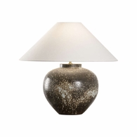 61373 Shiga 21in. Ceramic Kota Table Lamp with Linen Shade and Brown Finish