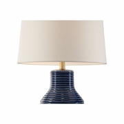 61404 Wildwood 28in. Ceramic/Resin Lydia Lamp - Blue with Linen Shade and Blue Glaze/Gold Leag Finish