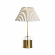 61448 Wildwood 17in. Metal/Crystal Margot Rechargeable Lamp with Linen Shade and Antique Brass/Clear Finish