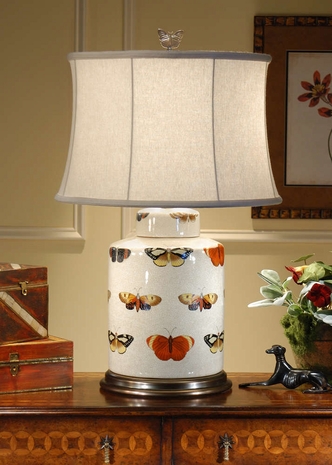 6502 Wildwood Lamps Rows Of Butterflies Lamp in Hand Painted