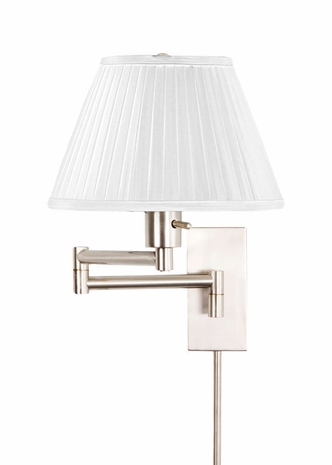 65198 Wildwood 16in. Satin Nickel Swing Arm Sconce Monroe II with Silkette Shade and Satin Nickel Finish