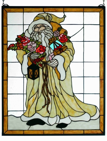 65265 Meyda Tiffany Holiday Father Christmas Mini Window