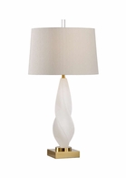 65654 Frederick Cooper 34in. Alabaster Leclair Lamp with Raw Silk Shade and Natural White/Antique Brass Finish