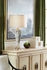 65670 Frederick Cooper 33in. Crystal/Brass Peninsula Lamp with Silk Shade and Clear/Antique Patina Finish