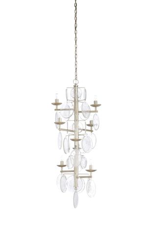 65688 Wildwood 43in. Glass/Iron Liza Chandelier with Clear/Silver Leaf Finish