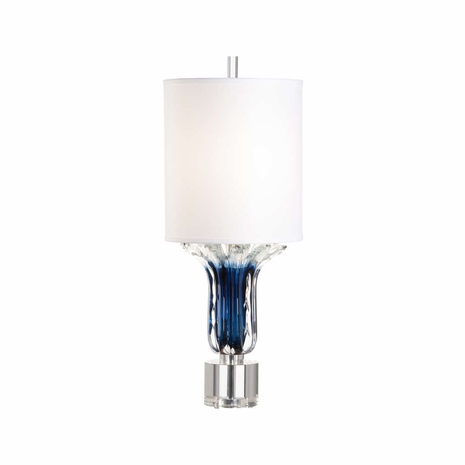 65697 Frederick Cooper 34in. Glass/Crystal Judith Blue Lamp with Linen Shade and Clear Finish