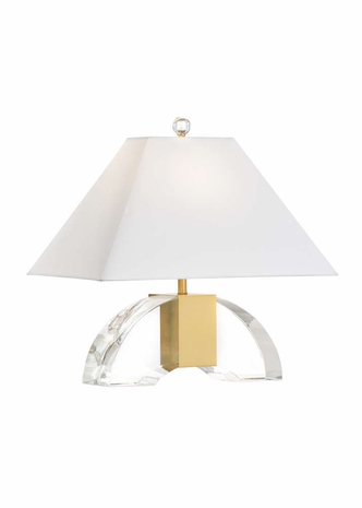 65706 Matthew Frederick 20.5in. Brass Chess Court Lamp - Crystal with Silkette Shade and Clear/Antique Finish
