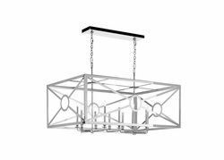 65732 Matthew Frederick 28in. Metal Chilton Grove Chandelier - Nickel with Polished Nickel Finish