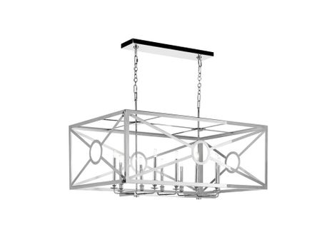 65732 Matthew Frederick 28in. Metal Chilton Grove Chandelier - Nickel with Polished Nickel Finish
