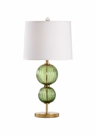 65754 Frederick Cooper 26.5in. Crystal Cara Lamp with Silkette Shade and Green/Polished Brass Finish