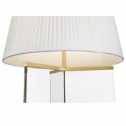 65827 Matthew Frederick 37in. Steel/Glass Bernard Table Lamp with Silkette Shade and Brushed Brass/Transparent Finish