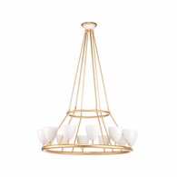 65844 Larry Laslo 55in. Iron/Glass Marilyn Chandelier with Antique Gold Leaf/Matte White Finish